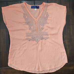 Embroidered Peach Top